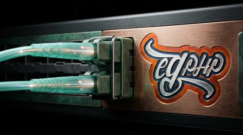 Optical fiber LC connectors in an enterprise switch, the mark engraved on the copper plate